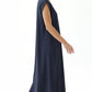 Navy Blue Nida under abaya dress, side view