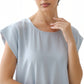 Sky Blue Nida under abaya dress, neckline and cap shoulder close-up