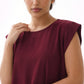 Maroon Nida under abaya dress, neckline and cap shoulder close-up