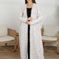 Off-White Winter Tweed Abaya with Multicolor Thread Details with Headscarf