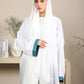 Linen Fabric Abaya with White and Green Shades with Headscarf