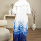 Linen Fabric Abaya with White and Blue Shades with Headscarf