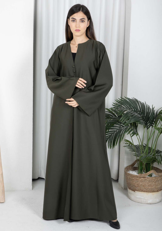 Dark Green Barbie Crepe Abaya with Matching Sheila