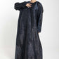 Front Open Black And Blue Shade Jacquard Abaya