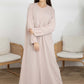 Pink Korean Nida Abaya with Frilled Cuffs