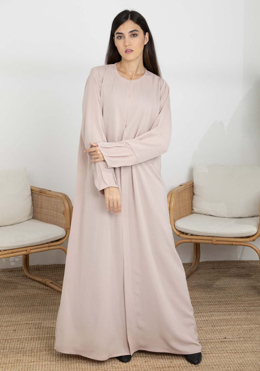 Pink Korean Nida Abaya with Frilled Cuffs