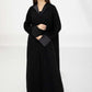 Elegant Black Lapel Abaya - Perfect for Office & Meetings