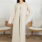 Beige Korean Nida Abaya with Frilled Cuffs