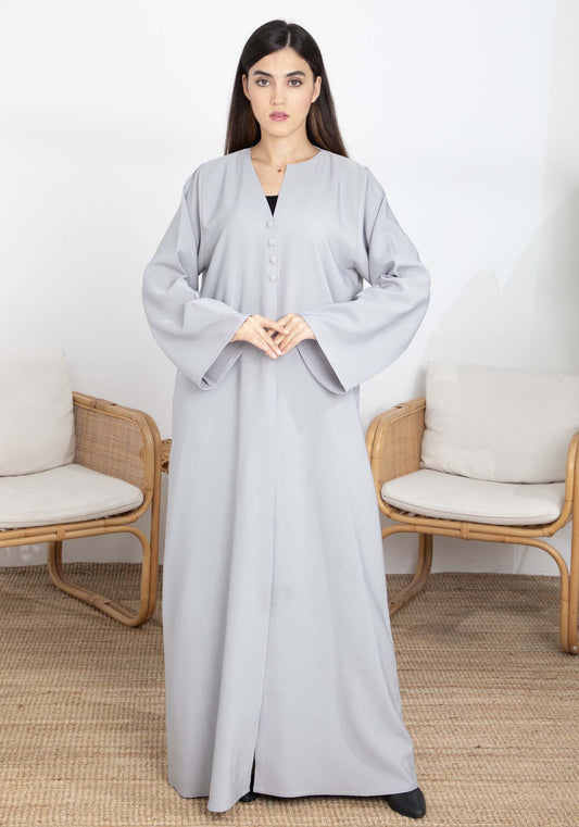 Grey Barbie Crepe Abaya with  Sheila