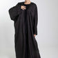 Front Open Black Fukhroo Self Design Abaya