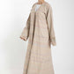 Front Open  Multicolor Thread Linen Beige Abaya