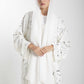 Minimalist Printed Chiffon White Abaya with Matching Headscarf