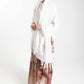 Self-Printed Abaya in White and Brown with Tree Shades