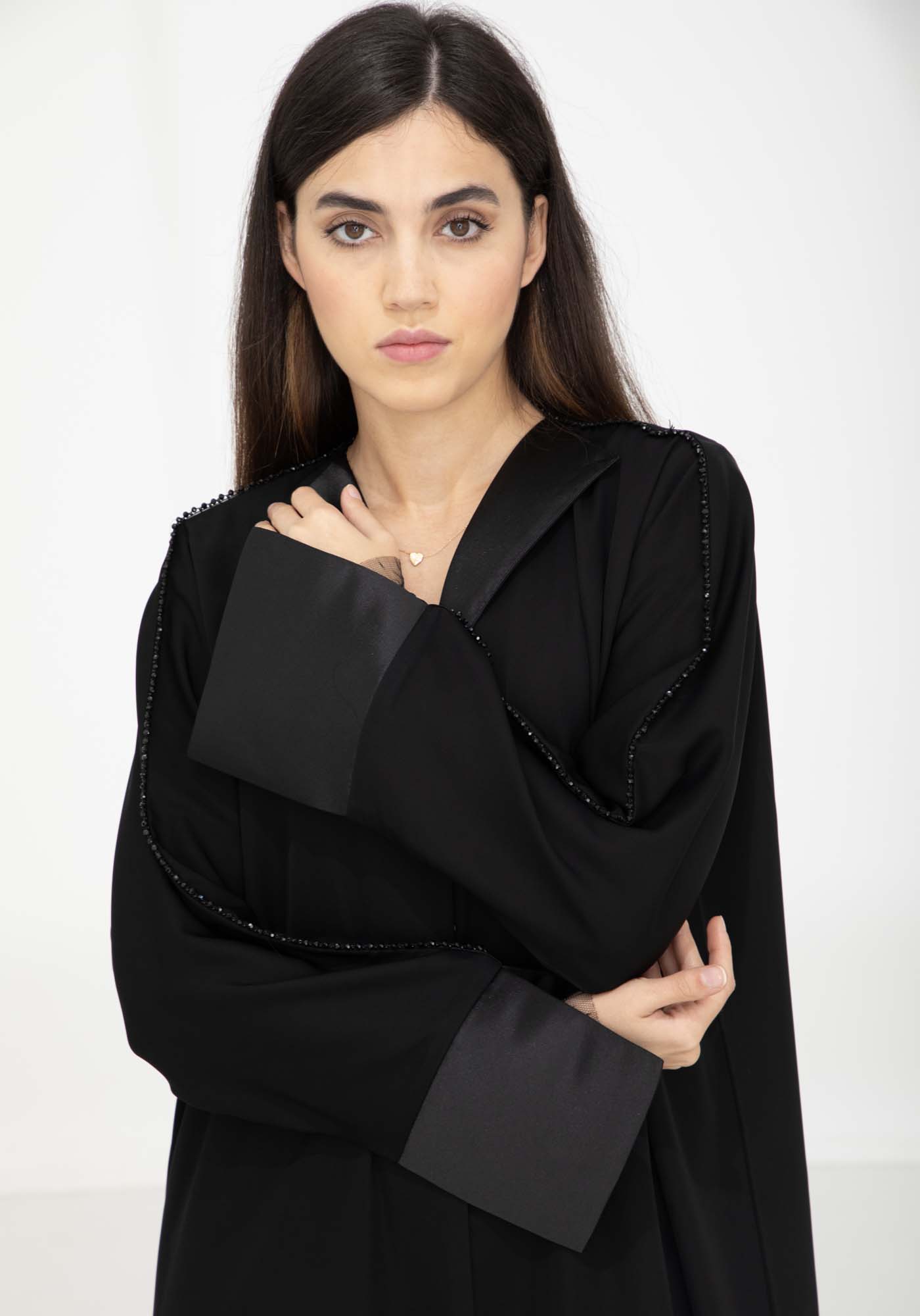 Elegant Black Lapel Abaya - Perfect for Office & Meetings