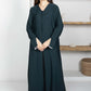 Nida Fabric Color Block Abaya with Stylish Side Frills