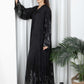 Black Self-Print Abaya with Sheila