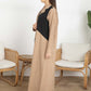 Brown and Black Color Block Lapel Abaya in Mélange Fabric