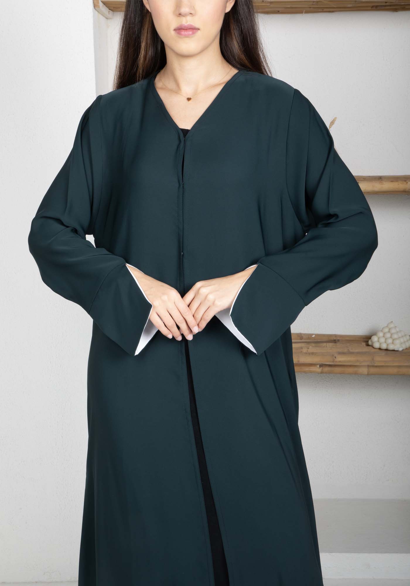 Nida Fabric Color Block Abaya with Stylish Side Frills