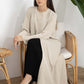 Beige Korean Nida Abaya with Frilled Cuffs