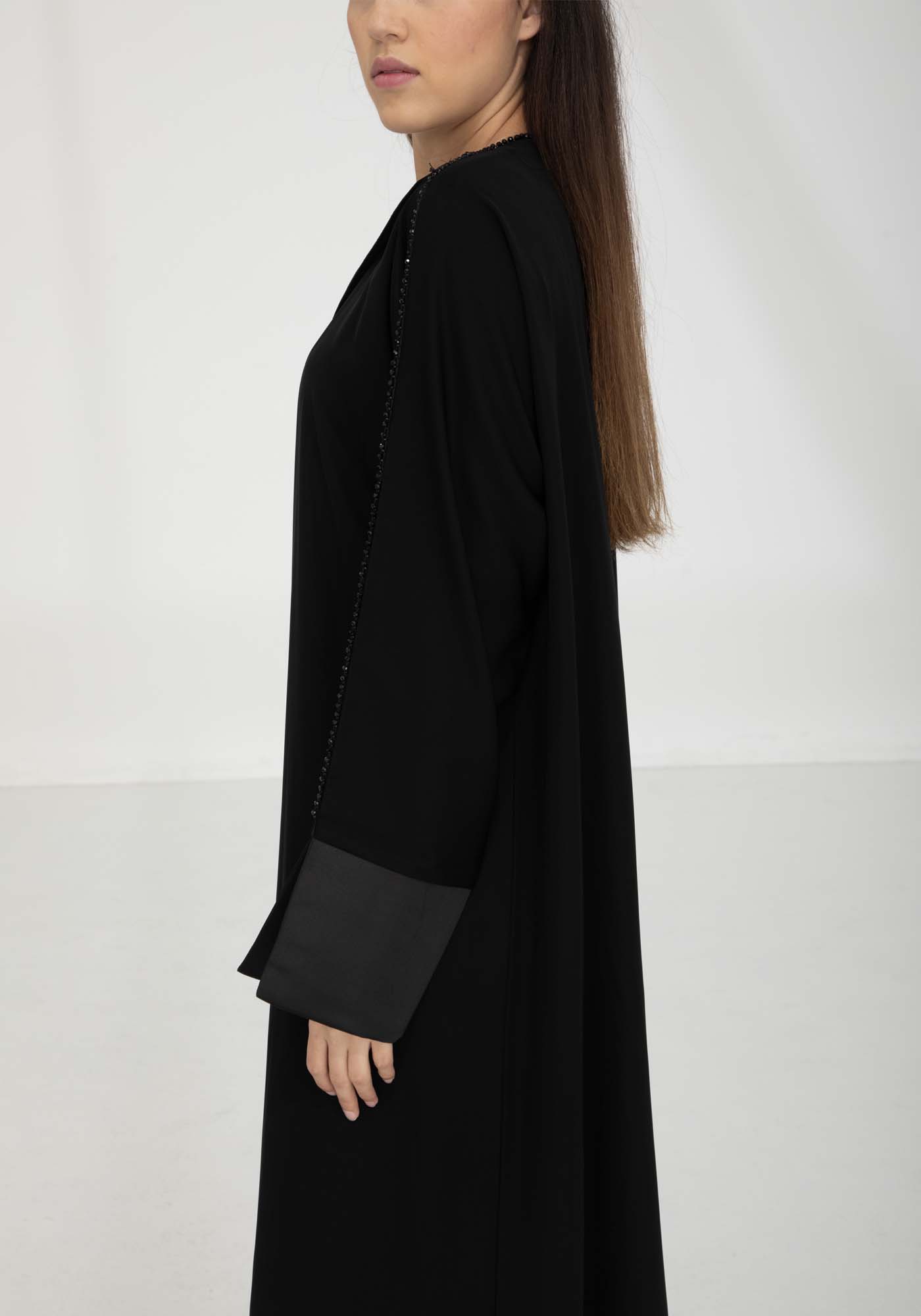 Elegant Black Lapel Abaya - Perfect for Office & Meetings