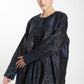 Front Open Black And Blue Shade Jacquard Abaya