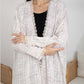 Off-White Winter Tweed Abaya with Multicolor Thread Details with Headscarf