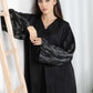 Black Self-Print Abaya with Sheila