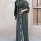 Hand-Embroidered Green Barbie Crepe Abaya with Headscarf | Made in UAE