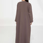 Brown Barbie Crepe Abaya with Lapel Collar and Button Detailing