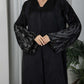 Black Self-Print Abaya with Sheila