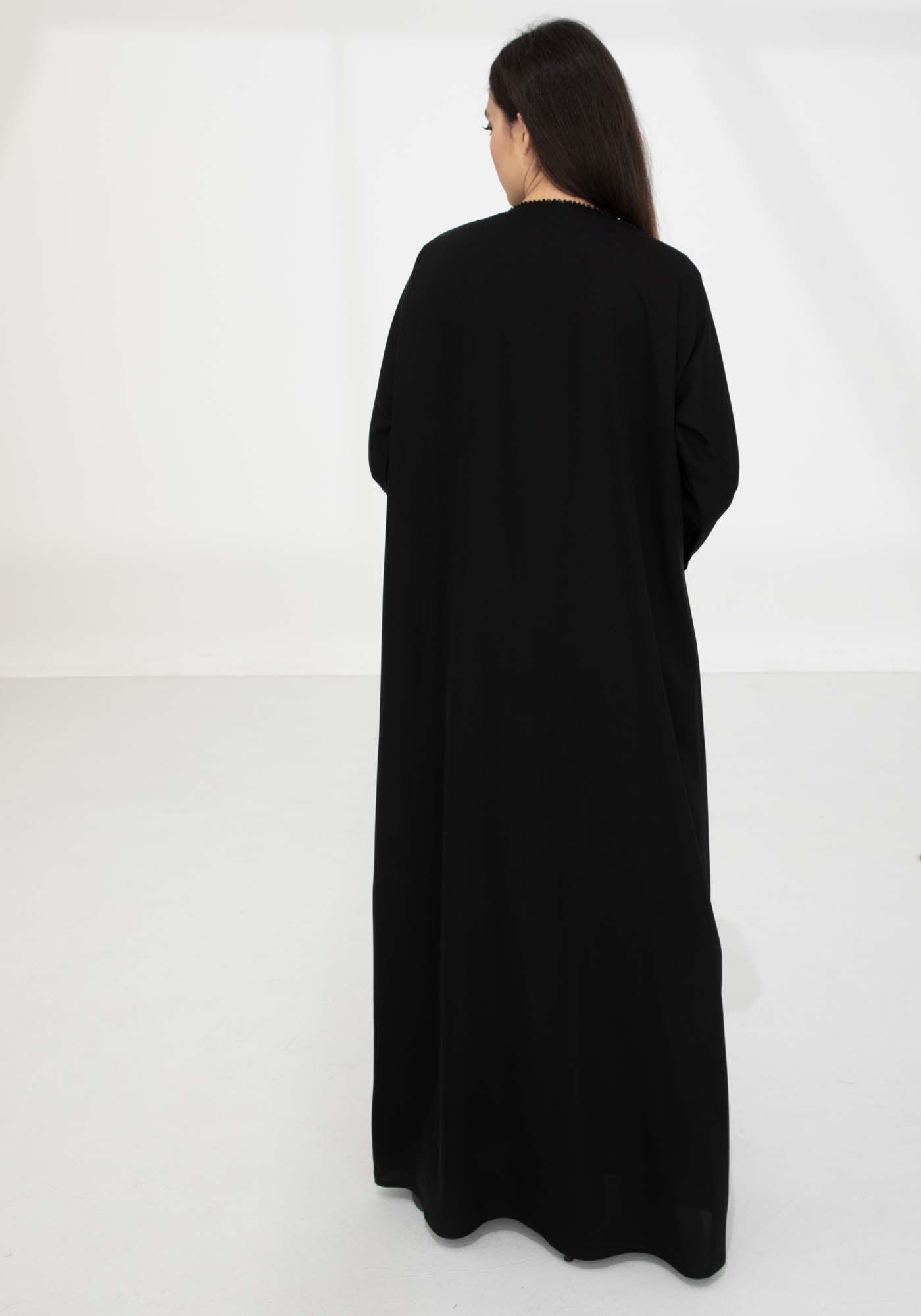 Elegant Black Lapel Abaya - Perfect for Office & Meetings