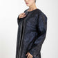 Front Open Black And Blue Shade Jacquard Abaya