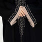 Black Nida Abaya with Contrast Threadwork & Plan Black Headscarf