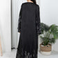 Black Self-Print Abaya with Sheila