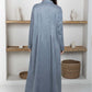 Grey Suede Lapel Collar Abaya – Soft, Elegant, and Perfect for Winter