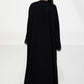 Black Nida Abaya with Contrast Threadwork & Plan Black Headscarf