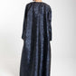 Front Open Black And Blue Shade Jacquard Abaya