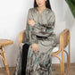 Brown Taffeta Printed Open Abaya – Effortless Elegance