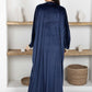 Navy Velvet Abaya with Golden Lace Borders & Matching Headscarf – Perfect for Winter