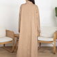 Brown and Black Color Block Lapel Abaya in Mélange Fabric