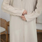 Beige Korean Nida Abaya with Frilled Cuffs