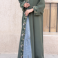 Hand-Embroidered Green Barbie Crepe Abaya with Headscarf | Made in UAE