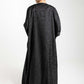 Front Open Black Fukhroo Self Design Abaya