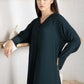 Nida Fabric Color Block Abaya with Stylish Side Frills