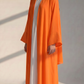 Kids Orange Korean Nida Abaya with White Inner Dress & Matching Scarf