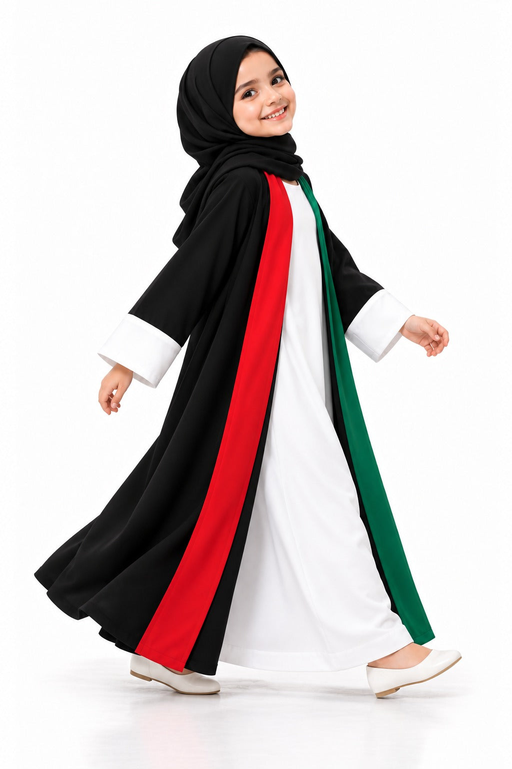 Girls' National Day abaya, side view