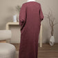 Soft Maroon Lenin Pleated Shimmer Abaya