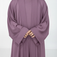 Purple Premium 3-Piece Kids Abaya Set – Lightweight Harir Maqsood Modest Wear for Girls