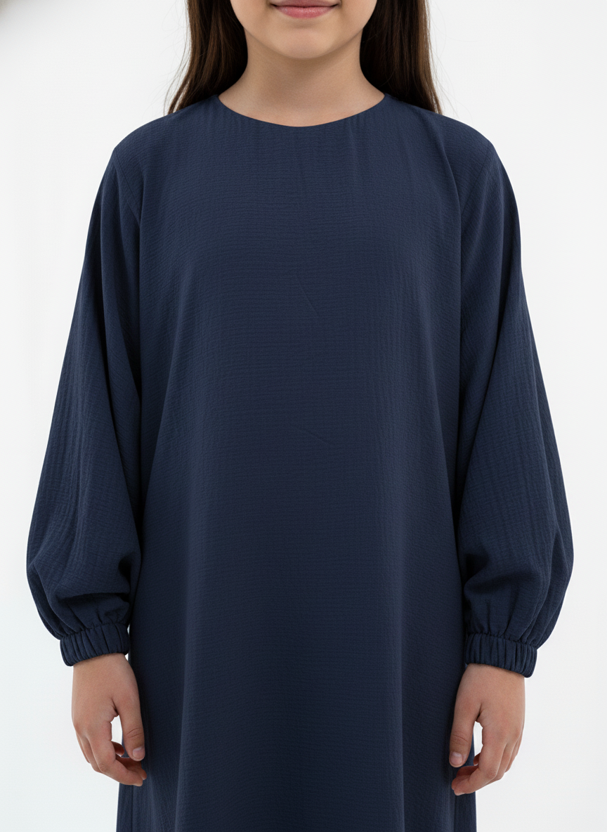 Kids Harir Maqsood Prayer Abaya I Midnight Navy