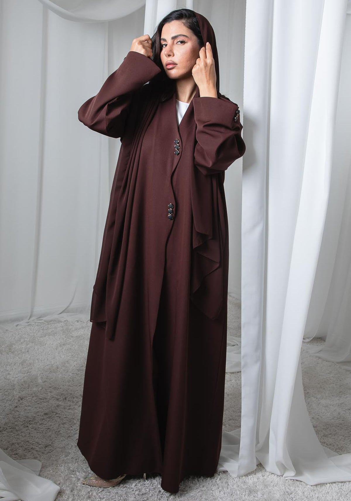 Chic Brown Elegance Abaya, view 2